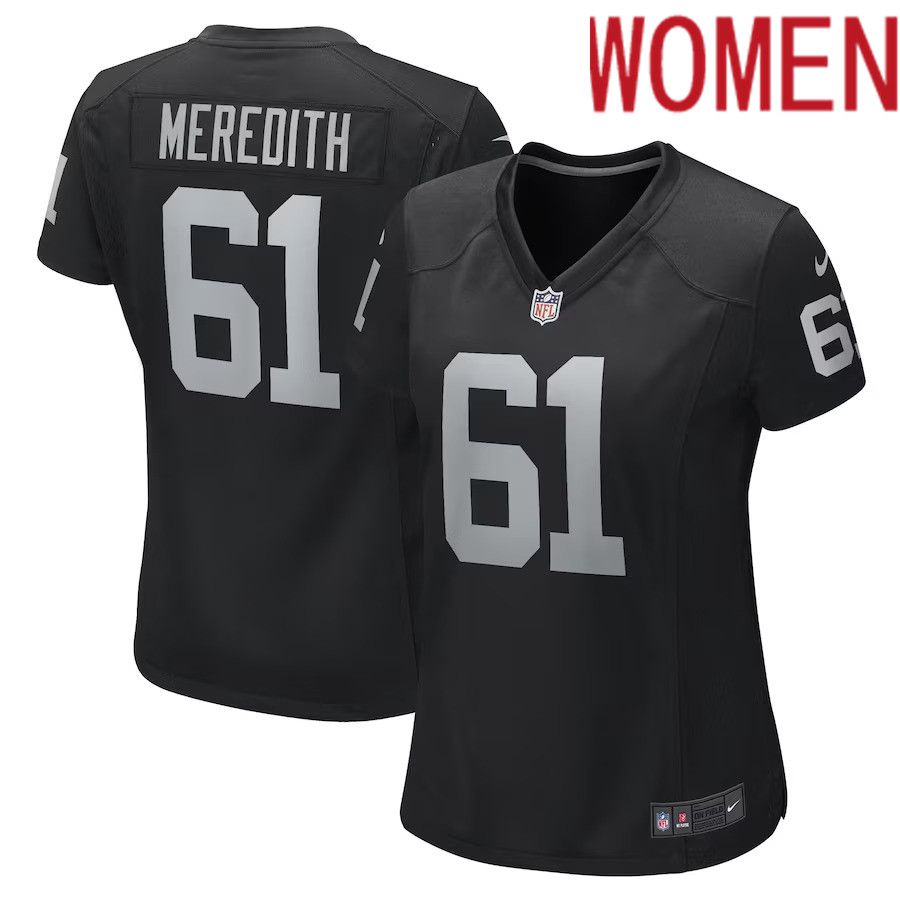 Women Las Vegas Raiders #61 Jordan Meredith Nike Black Game Player NFL Jersey->women nfl jersey->Women Jersey